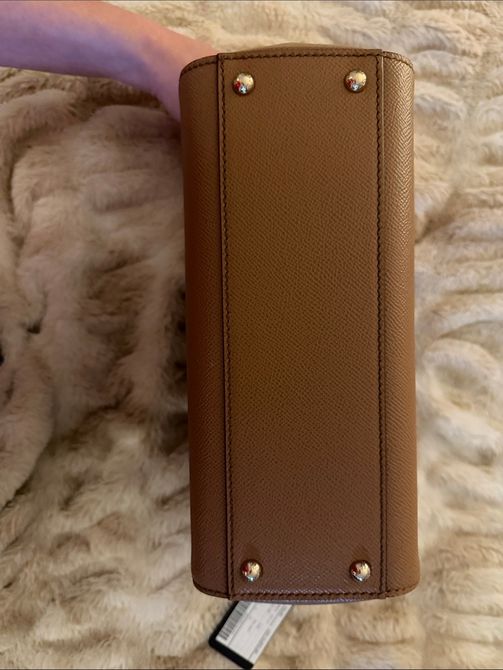 Dolce & Gabbana Brown Leather Top-Handle Bag with Gold Hardware - Picture 6 of 6